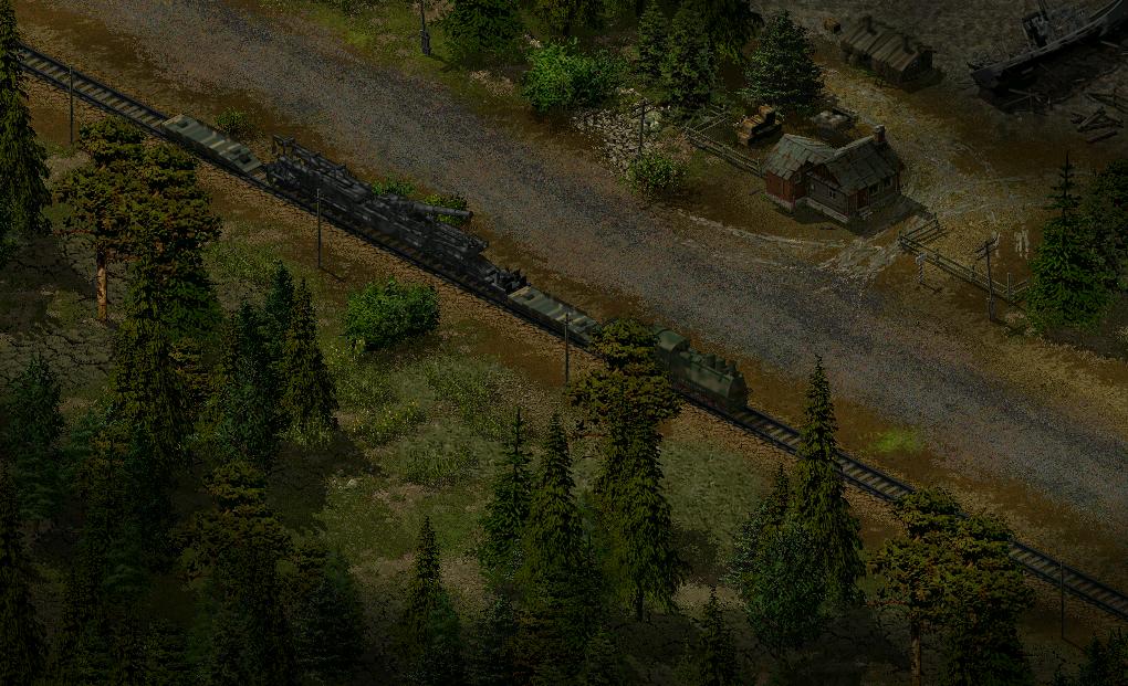 Schwere Eisenbahnartillerie auf dem Weg zum Bereitstellungsraum