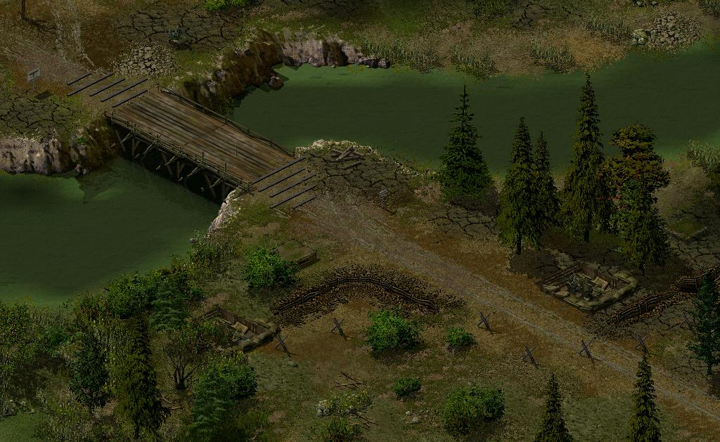 Das Ergebniss harter Pionierarbeit, eine Behelfsbrücke über die Narva mit 8,8cm Flak als sicherung