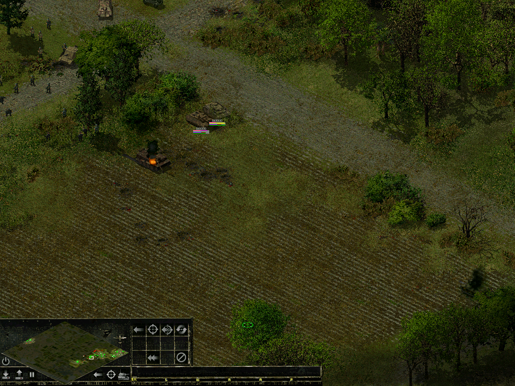 A Tiger panzer in flames after an unfortunate standoff with a Wolverine
